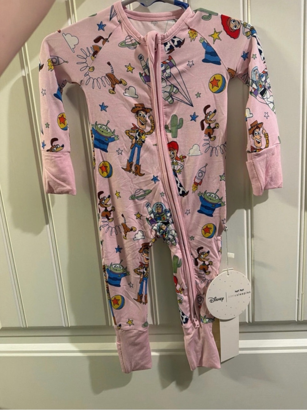 Little Sleepies Pink Toy Story Allover Zip One-Piece Footie